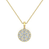 Cluster Diamond Necklace for women 14K Gold chain 18” Halo Style 0.60 ct-G,SI - Yellow Gold