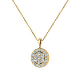 Cluster Diamond Necklace for women 14K Gold chain 18” Halo Style 0.60 ct-I,I1 - Yellow Gold