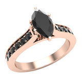 Marquise Cut Black Diamond Ring 14K Gold 1.50 carat - Rose Gold