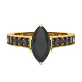 Marquise Cut Black Diamond Ring 14K Gold 1.50 carat - Yellow Gold