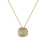 Cushion Shape Double Halo Diamond Necklace 14K Gold 0.29 ctw-G,SI - Yellow Gold