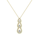Tear Drop Waterfall Diamond Necklace Past Present Future 14K Gold 1 cttw P0205