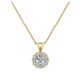 0.38 ct Halo Diamond Necklaces 14K Gold Charms Round Diamond Pendant-L,I2 - Yellow Gold