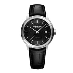 Maestro Men's Automatic Black Dial Black Leather Watch, 40mm Black leather strap, black dial with indexes (2237-STC-20001)