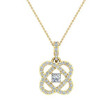 Princess cut diamond necklace 18K Gold chain 0.60 ctw VS Glitz Design - Yellow Gold