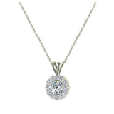 0.38 ct Halo Diamond Necklaces 14K Gold Charms Round Diamond Pendant-G,SI - White Gold