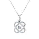 Princess cut diamond necklace 18K Gold chain 0.60 ctw VS Glitz Design - White Gold