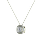 Cushion Shape Double Halo Diamond Necklace 14K Gold 0.29 ctw-G,SI - White Gold