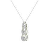 Tear Drop Diamond Necklace Past Present Future 18K Gold 1.00 cttw-G,VS - White Gold