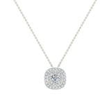 Cushion Shape Double Halo Diamond Necklace 14K Gold 0.29 ctw-G,SI - White Gold