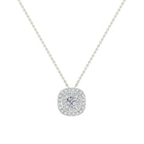 Cushion Shape Double Halo Diamond Necklace 14K Gold 0.29 ctw-L,I2 - White Gold