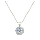 0.38 ct Halo Diamond Necklaces 14K Gold Charms Round Diamond Pendant-L,I2 - White Gold
