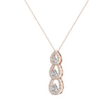 Tear Drop Diamond Necklace Past Present Future 14K Gold 1.00 cttw-I,I1 - Rose Gold