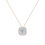 Cushion Shape Double Halo Diamond Necklace 18K Gold 0.29 ctw-G,VS - Rose Gold