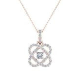 Princess cut diamond necklace 18K Gold chain 0.60 ctw VS Glitz Design - Rose Gold