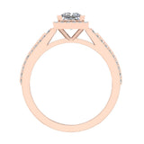 Princess Cut Diamond Engagement Ring Halo Rings 14K Gold 1.82 ct-G,I1 - Rose Gold