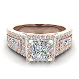 Princess Cut Diamond Engagement Ring Halo Rings 14K Gold 1.82 ct-G,I1 - Rose Gold