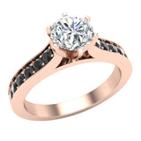 3/4 ct Round Accent Black Diamond Engagement Ring in 14K Gold-I,I1 - Rose Gold