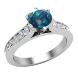 1.10 ct Blue & Natural White Diamond Engagement Ring 14K Gold - White Gold