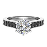 1/2 ct Round Accent Black Diamond Engagement Ring in 14K Gold-G,I1 - White Gold