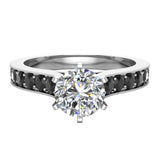 3/4 ct Round Accent Black Diamond Engagement Ring in 14K Gold-I,I1 - White Gold