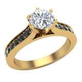 3/4 ct Round Accent Black Diamond Engagement Ring in 14K Gold-I,I1 - Yellow Gold