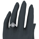 1.75 Ct Moissanite Pear Cut Halo Diamond Wedding Ring Set 14K Gold-I,I1 - Rose Gold