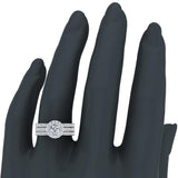 Diamond Wedding Ring Set for Women Round brilliant Halo Rings 14K Gold 1.70 carat (G,I1) - Rose Gold