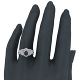 Infinity Style Pear Black Halo Diamond Wedding Ring Set 14K Gold-I,I1 - Rose Gold