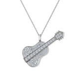 0.36 ct Guitar Instrument Diamond Necklace Music Jewelry 18K Gold-G,SI - White Gold