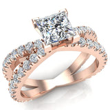 Princess cut Diamond Engagement Rings 18K Gold Split Shank 1.75 cttw - Rose Gold
