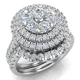 1.55 ct Double Halo with Solitaire look Diamond Cluster Ring Set 14K Gold-G,SI - White Gold