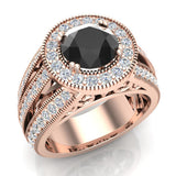 7.30 MM Black Diamond Engagement Ring 14K Gold 2.80 carat-I,I1 - Rose Gold