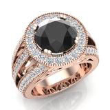 Black engagement ring Real diamond accents 14K Gold 4.56 ctw I1 - Rose Gold