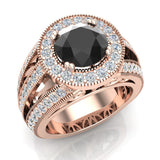 Black diamond engagement ring 14K Gold 8.00 mm 3.50 carat-G,SI - Rose Gold
