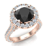 Black Diamond Engagement Rings 14K Gold for women 4.30 ct I,I1 - Rose Gold