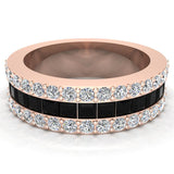 Men’s half-way eternity Wedding Rings black diamond 3.72 CTW 14K - Rose Gold