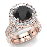 Black Diamond Wedding Ring Set 14K Gold 9.10mm 7.15 carat-I,I1 - Rose Gold