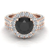 Black Diamond Wedding Ring Set 14K Gold 7.40 mm 5.15 ct-G,SI - Rose Gold