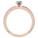 X Cross Split Shank Emerald Cut Diamond Engagement Ring 18K Gold - Rose Gold