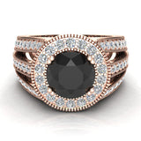 7.30 MM Black Diamond Engagement Ring 14K Gold 2.80 carat-G,SI - Rose Gold