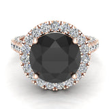 Black Diamond Engagement Rings 14K Gold Halo rings for women 5.50 ct-G,SI - Rose Gold