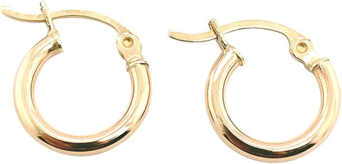 Gold Hoop Earrings 10K with click top post 12 mm