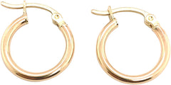 Gold Hoop Earrings 10K with click top post 15 mm