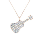0.36 ct Guitar Instrument Diamond Necklace Music Jewelry 18K Gold-G,SI - Rose Gold