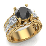 Black Diamond Engagement Rings for Women 8mm 5.35 ct 14K Gold-I1 - Yellow Gold