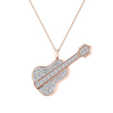 0.36 ct Guitar Instrument Diamond Necklace Music Jewelry 14K Gold-G,I1 - Rose Gold