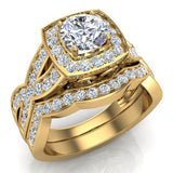 Intertwined Diamond Engagement Ring Set Cushion Shape 14k Gold 1.50 ct tw Glitz Design (I,I1) - Yellow Gold