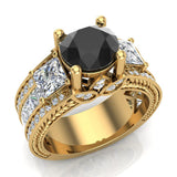 Black Diamond Ring Past Present Future Accented Diamond 14K Gold-I1 - White Gold