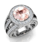 Morganite engagement ring Real diamond accents 18K Gold 4.56 ctw VS - White Gold